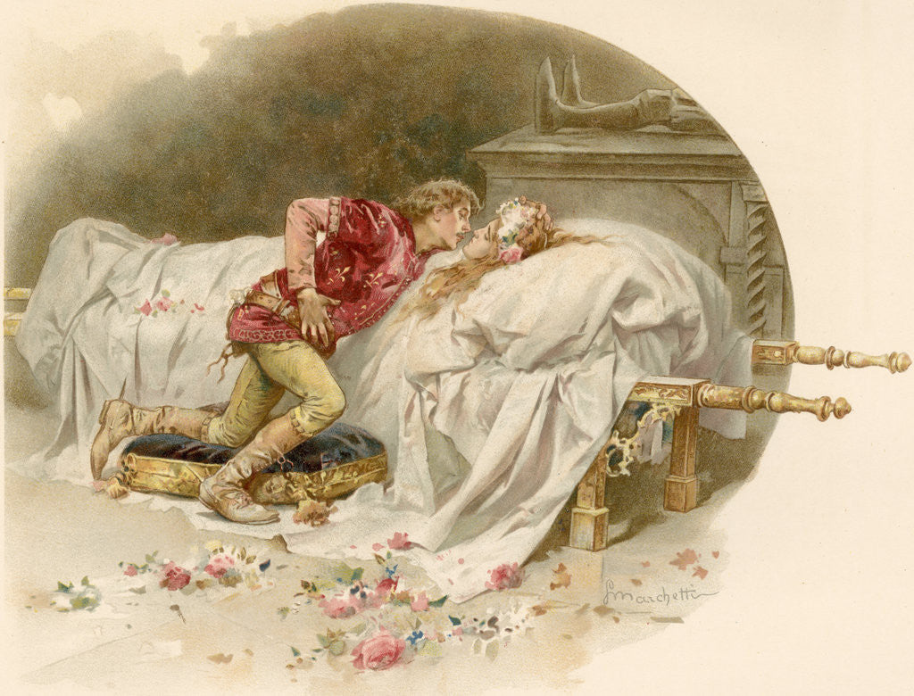 Detail of Illustration of Romeo Mourning Juliet by Ludovico Marchetti
