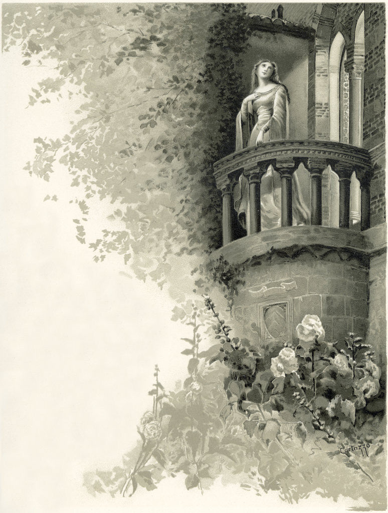Detail of Illustration of Juliet on Her Balcony by Oreste Cortazzo
