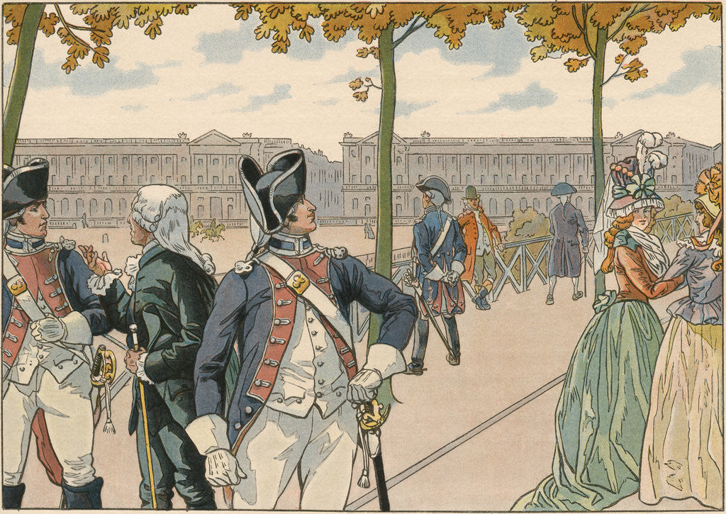 Detail of Illustration of Joachim Murat Walking in the Tuileries by Jacques Onfroy de Breville