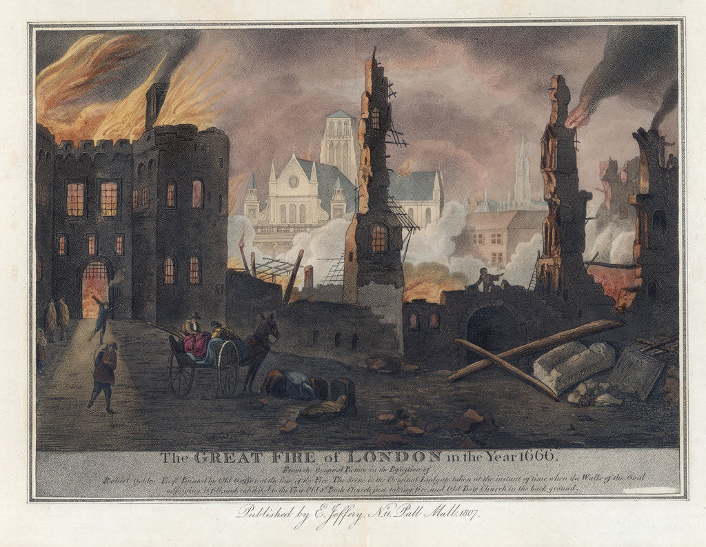 Detail of The Great Fire of London in the Year 1666 Print by Corbis