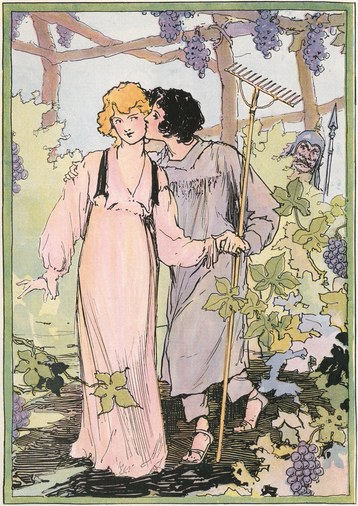 Detail of Illustration of a Couple in an Arbor by John R. Neill