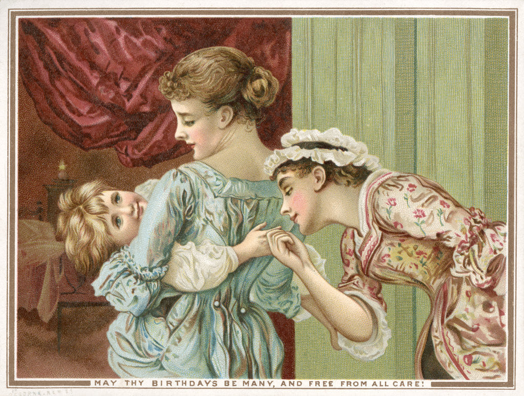 Detail of May Thy Birthdays Be Many and Free From All Care Postcard by Anonymous