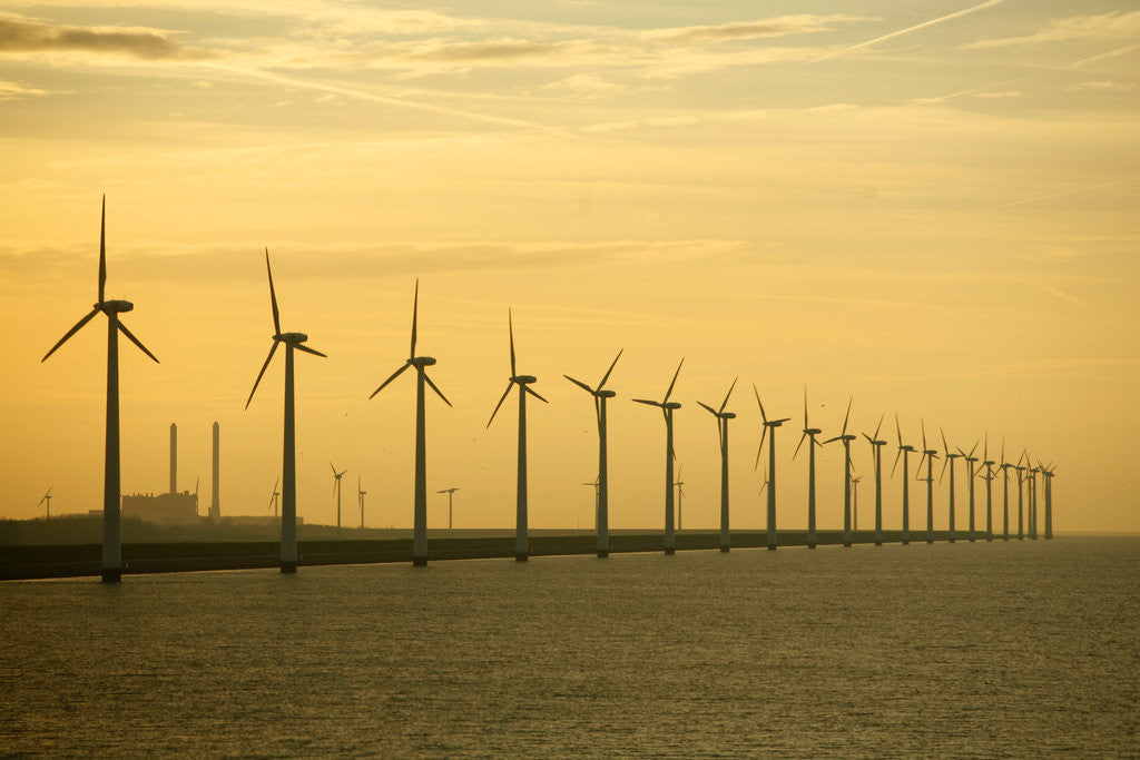 Detail of Line of Wind Turbines by Anonymous