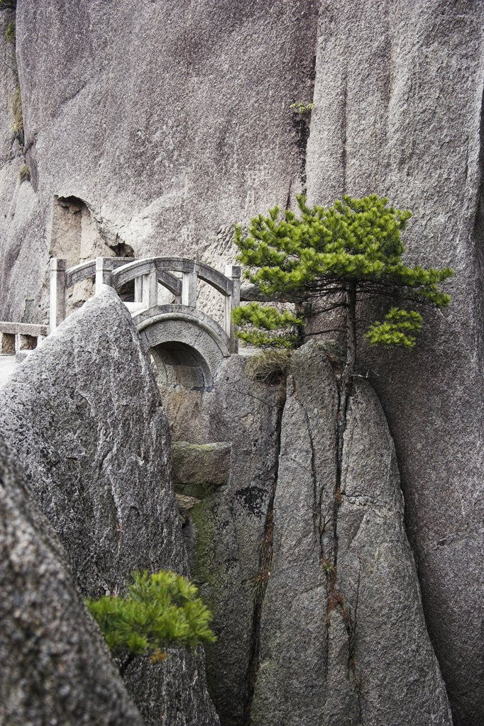 Detail of Bridge on Huangshan Mountains by Anonymous
