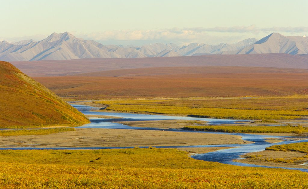 Detail of Mountains and Winding River in Tundra Valley by Anonymous