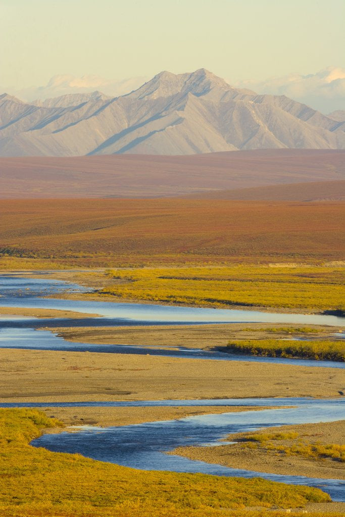 Detail of Mountains and Winding River in Tundra Valley by Anonymous