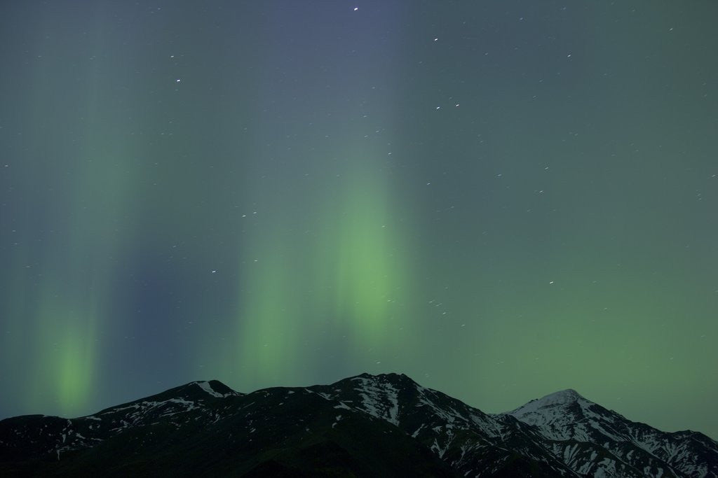 Detail of Aurora Borealis over Mountain Range by Anonymous