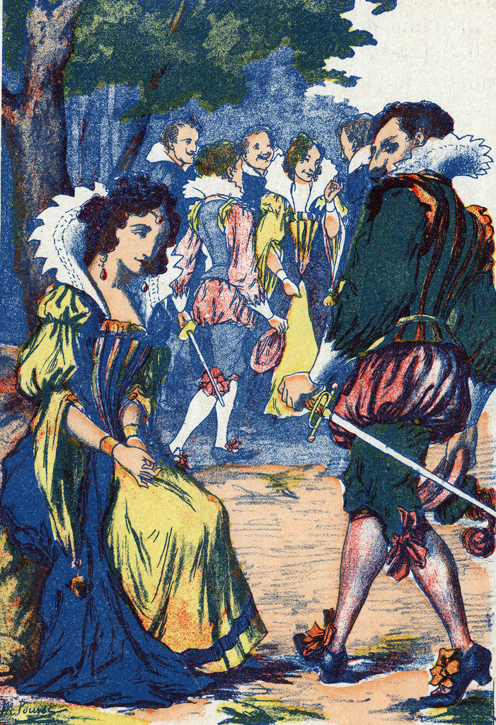 Detail of Illustration of a Courtier Walking Away from a Princess by Anonymous