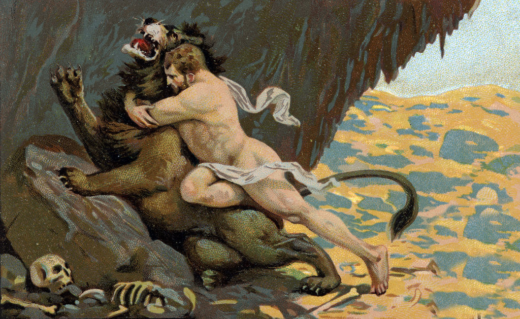 Detail of Illustration of Hercules and the Nemean Lion by Anonymous