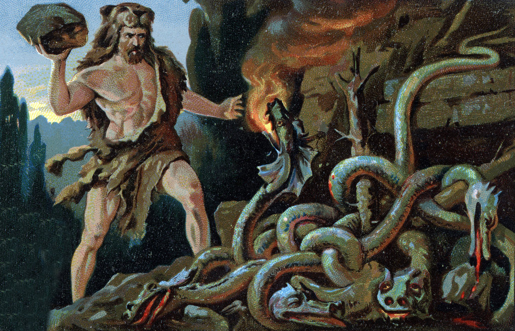 Detail of Illustration of Hercules and the Lernean Hydra by Corbis
