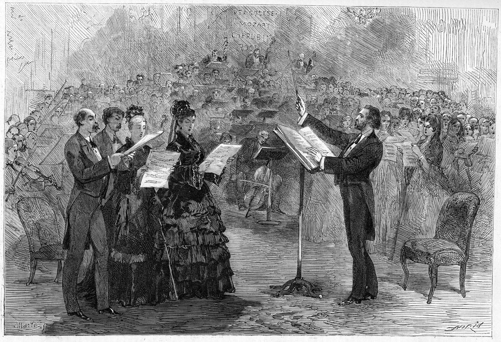 Detail of Illustration of Giuseppe Verdi Conducting a Performance of His Requiem Mass by Anonymous
