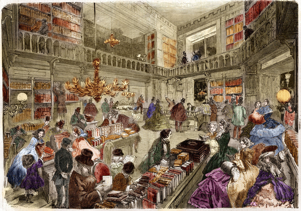 Detail of Illustration of a Bookstore in Paris by Anonymous