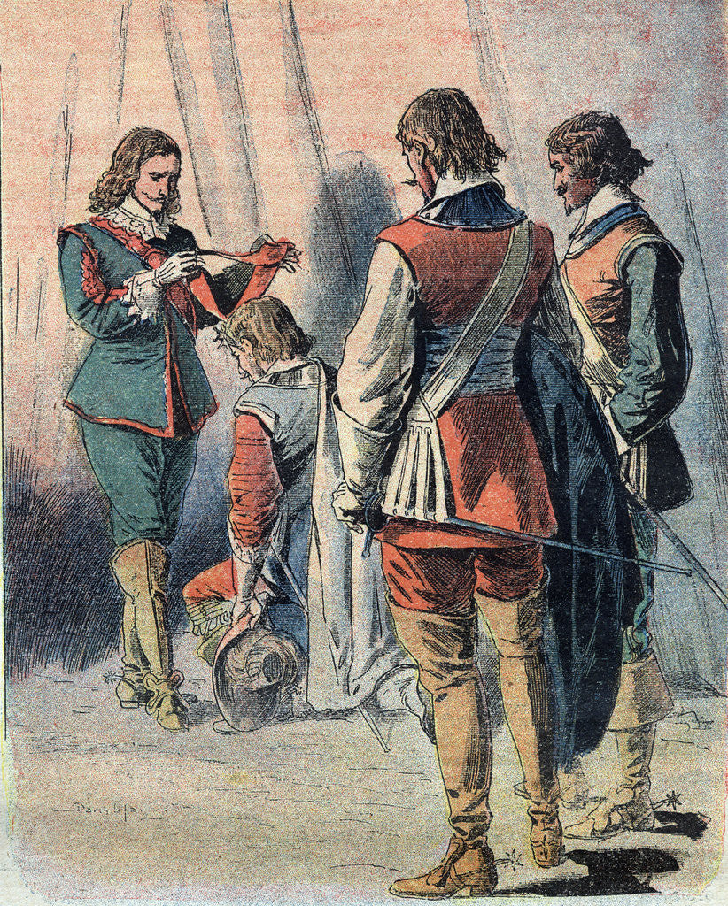 Detail of Illustration of King Charles Stuart Placing the Order of the Saint Esprit Around Winter's Neck by Anonymous