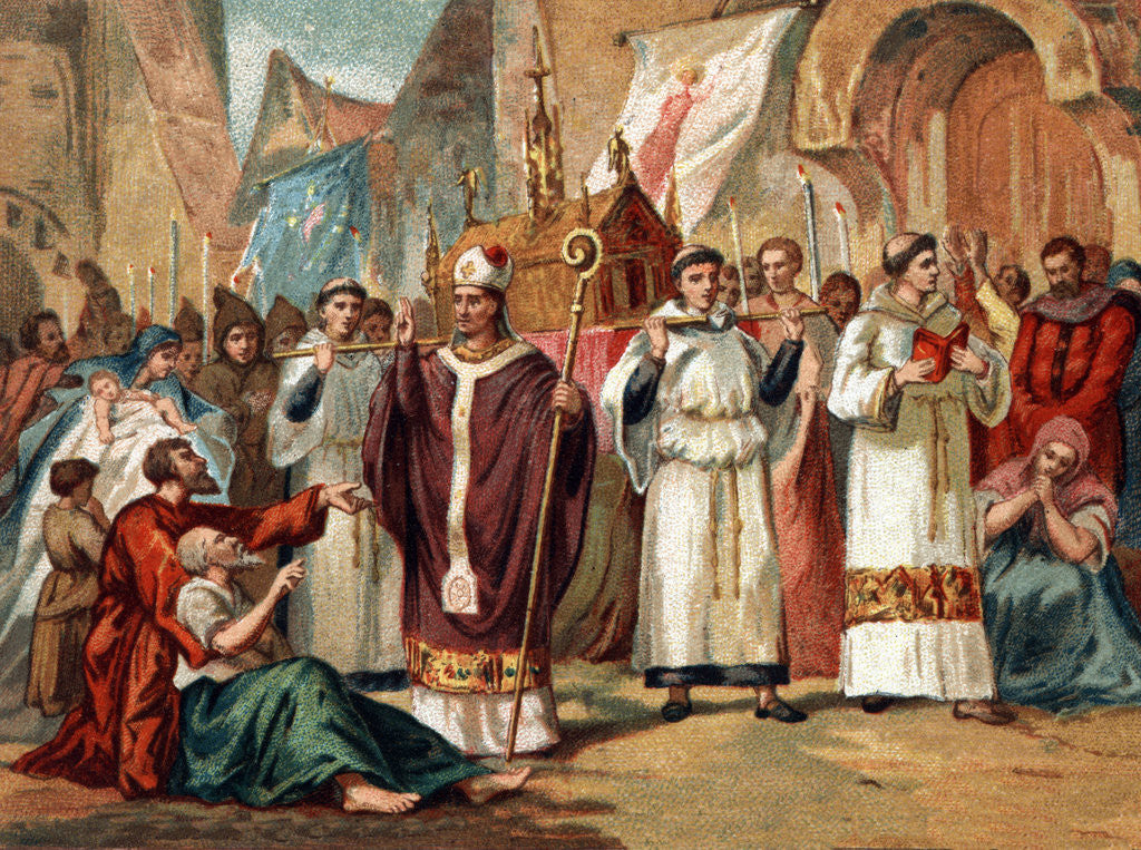 Detail of Illustration of the Relics of Saint Genevieve Carried Through the Streets of Paris by Anonymous