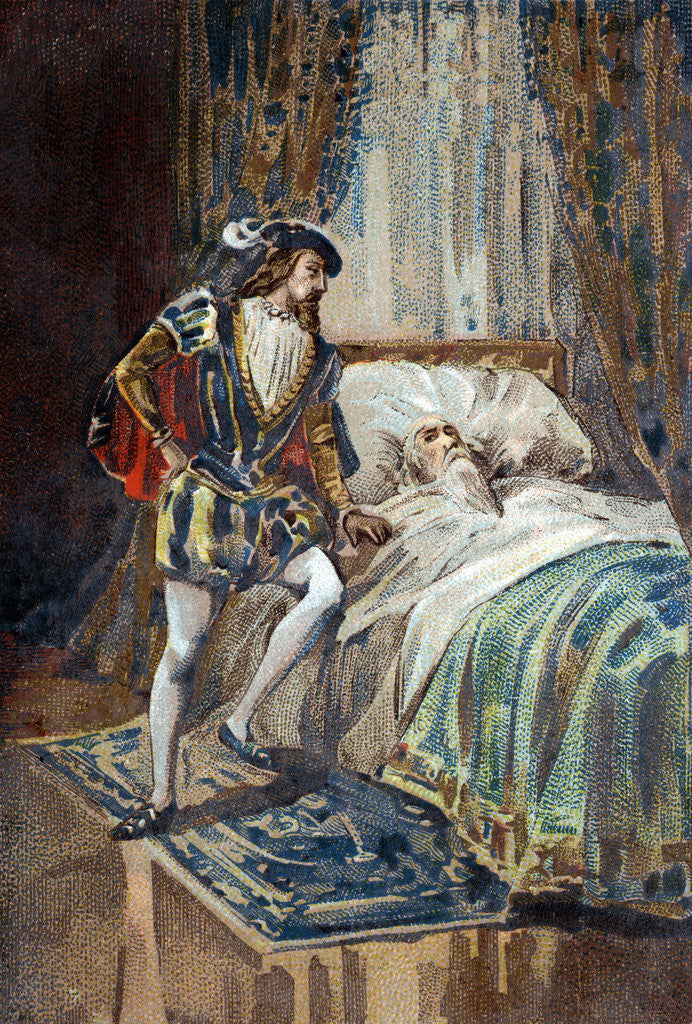 Detail of Illustration of King Francis I Visiting the Deathbed of Leonardo da Vinci by Anonymous