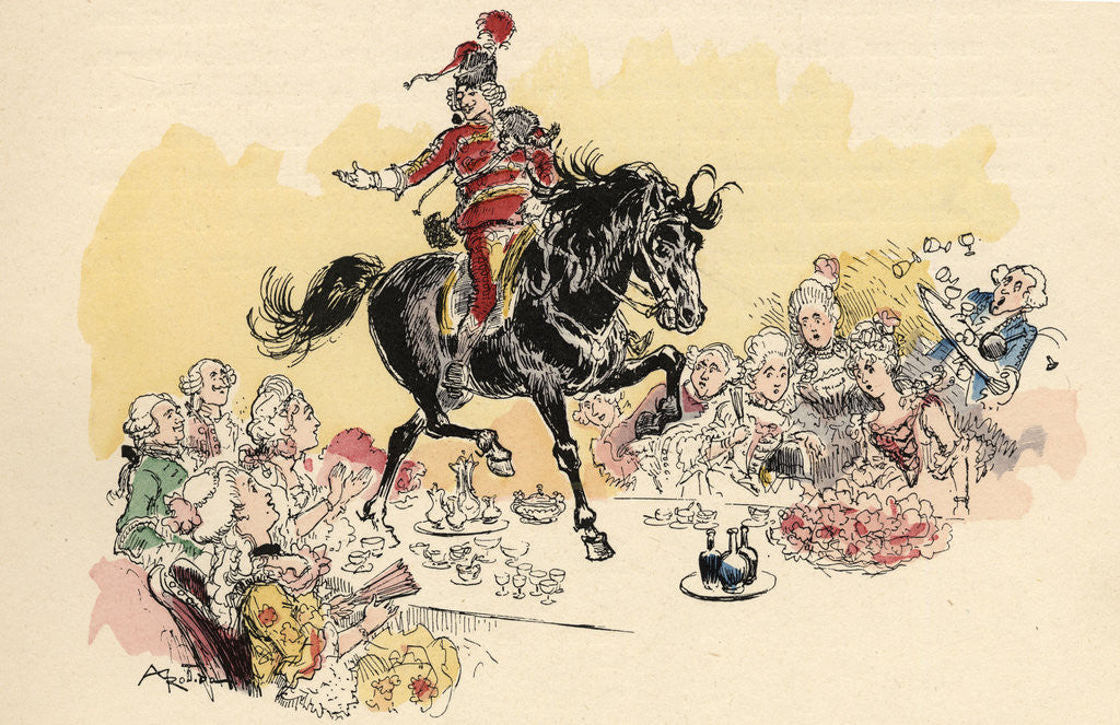 Detail of Illustration of Baron von Munchausen on Horseback by Albert Robida