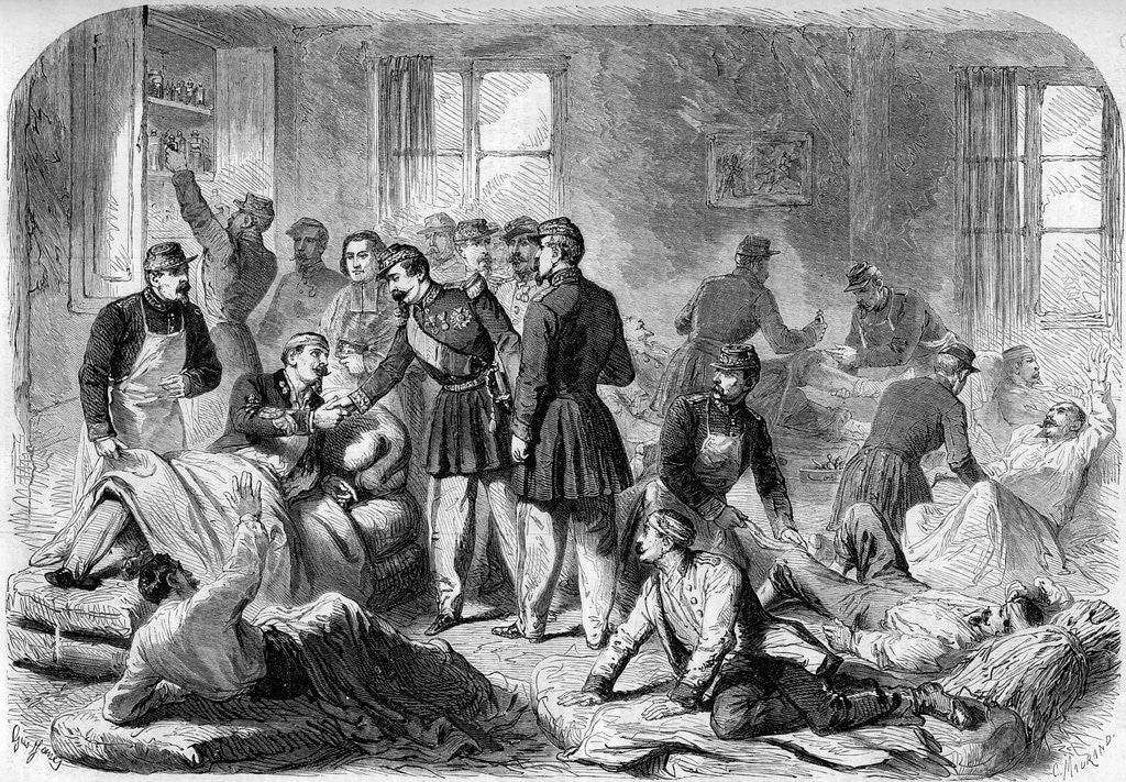 Detail of Illustration of Napoleon III Visiting the Wounded of the Battle of Montebello by Anonymous