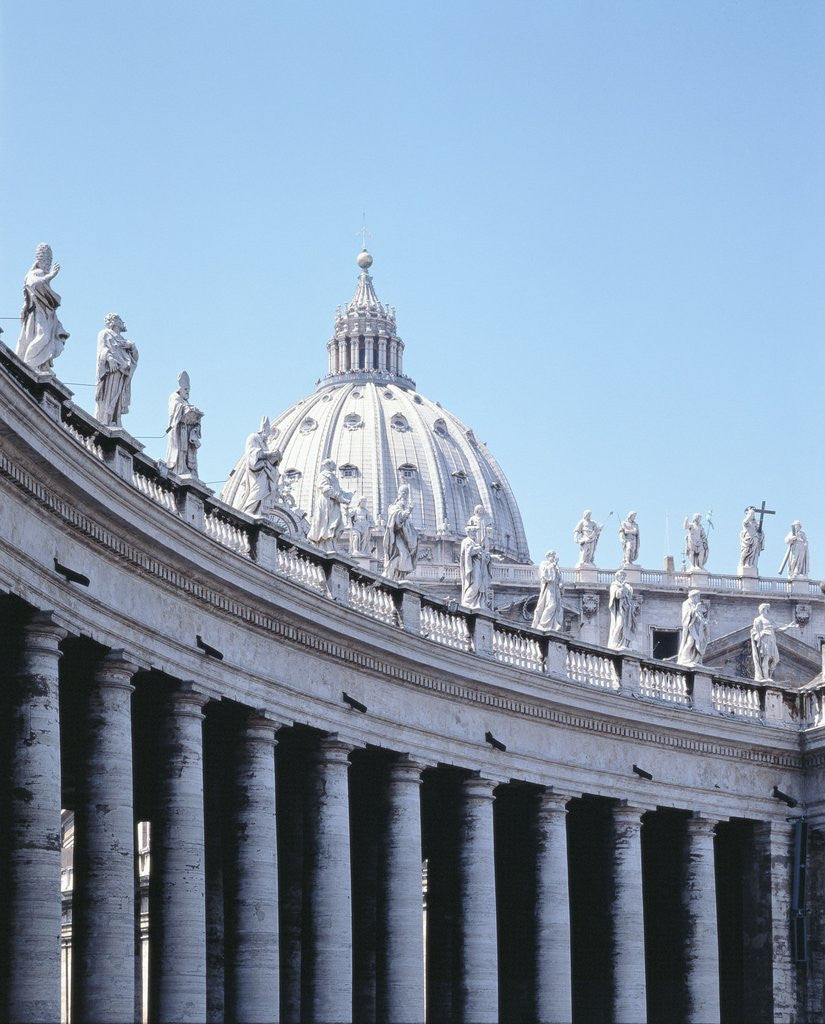 Detail of Colonnade and Dome, Piazza San Pietro by Corbis