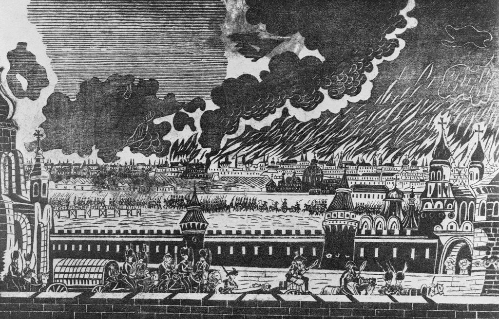 Detail of The Burning of Moscow in 1812 Print by Anonymous