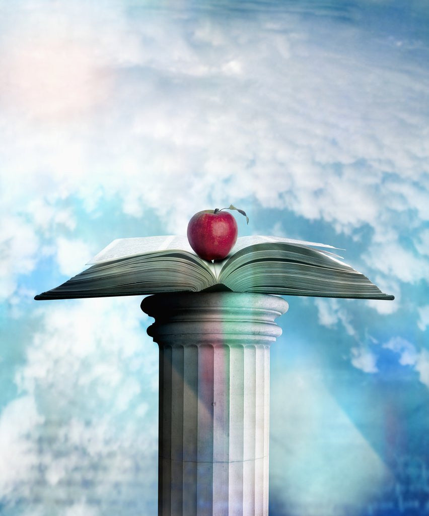 Detail of Apple and Open Book on Pedestal by Anonymous