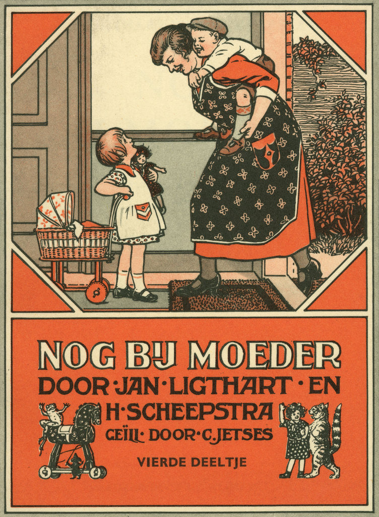 Detail of Illustration of a Woman Playing with Children by C. Jestes