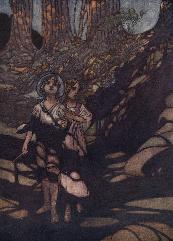 Detail of Hansel and Gretel in the Forest Illustration by Charles Robinson