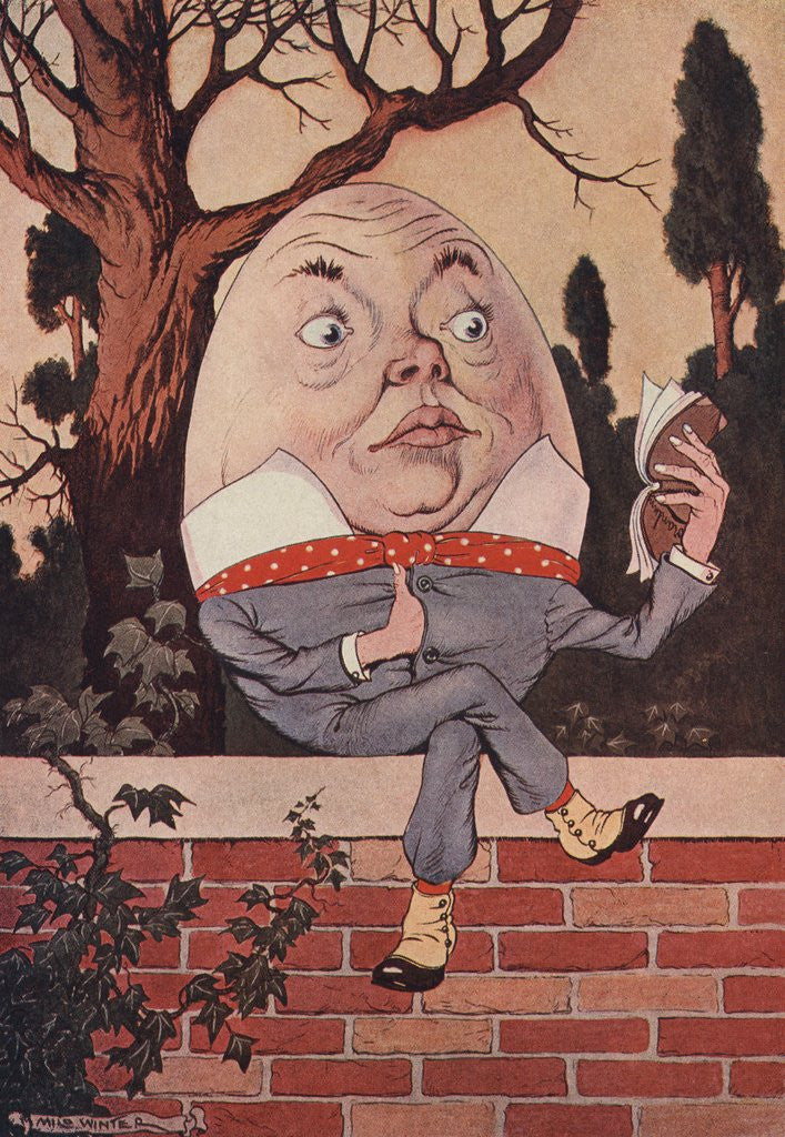 Detail of Humpty Dumpty Took the Book, and Looked at It Carefully Illustration by Milo Winter