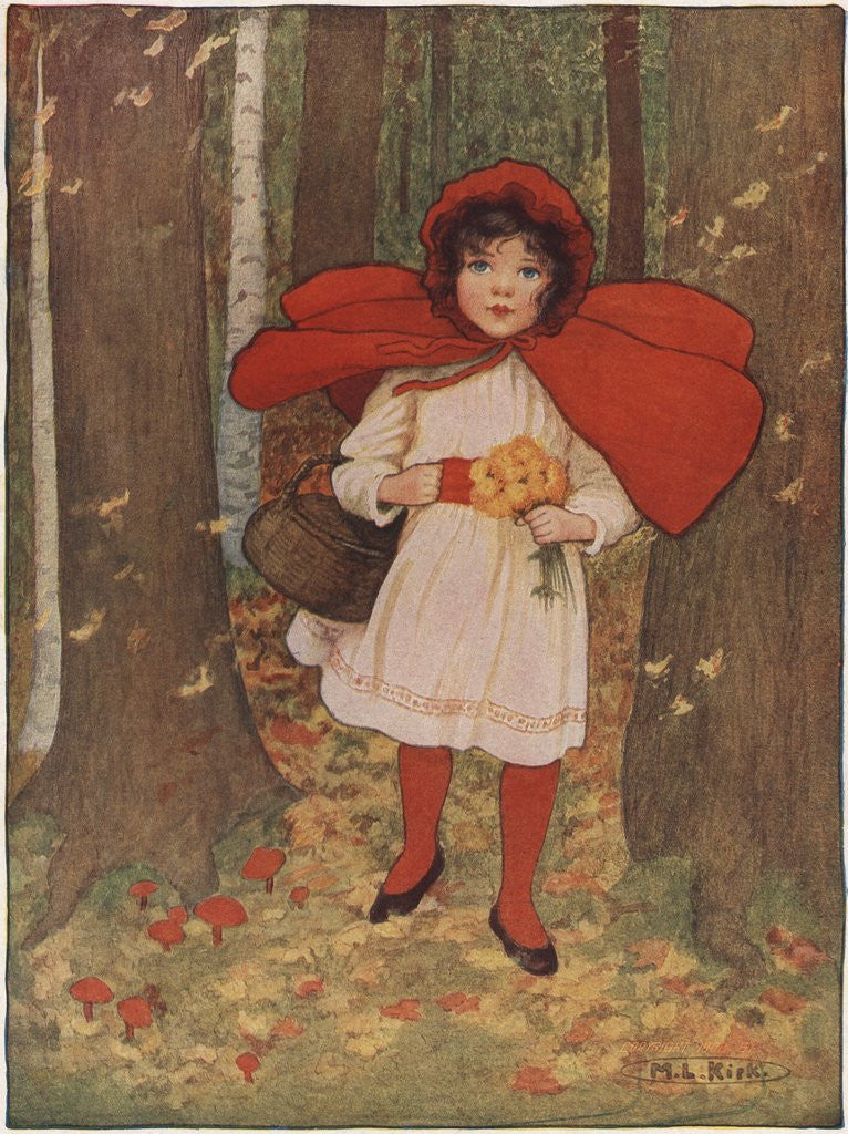 Detail of Little Red Riding Hood Illustration by M.L. Kirk