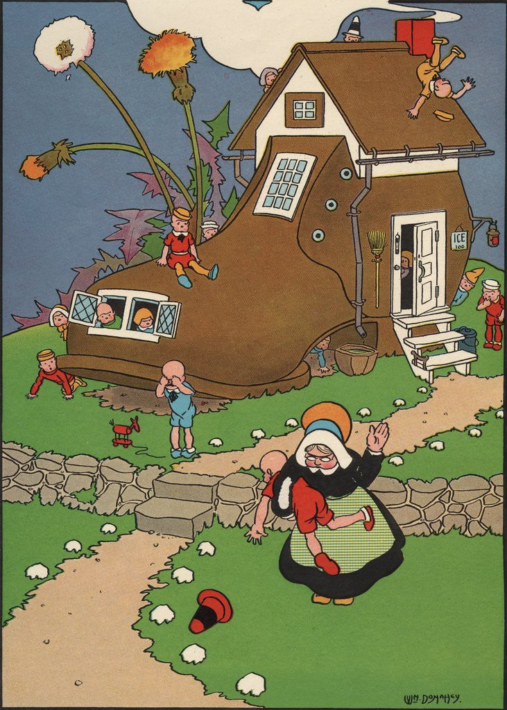 Detail of The Old Woman Who Lived in a Shoe Illustration by William Donahey