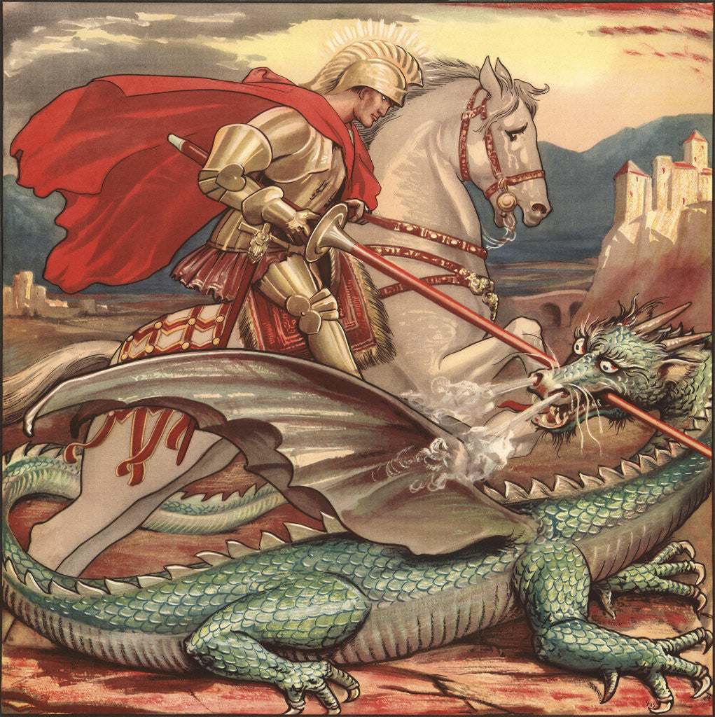 Detail of St. George and the Dragon Illustration by Anonymous