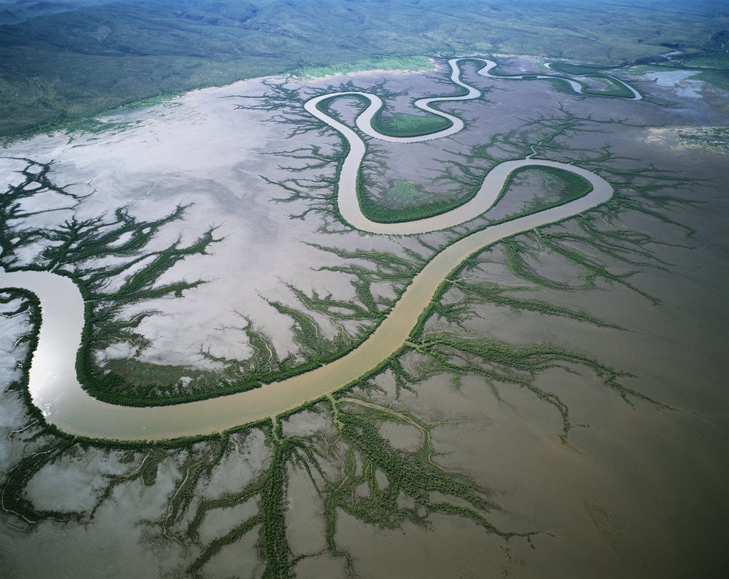 Detail of Meandering river in the Kimberley Region of Western Australia, aerial view by Corbis
