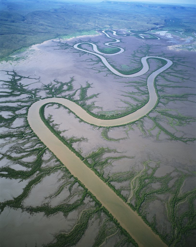 Detail of Meandering river in the Kimberley Region of Western Australia, aerial view by Anonymous
