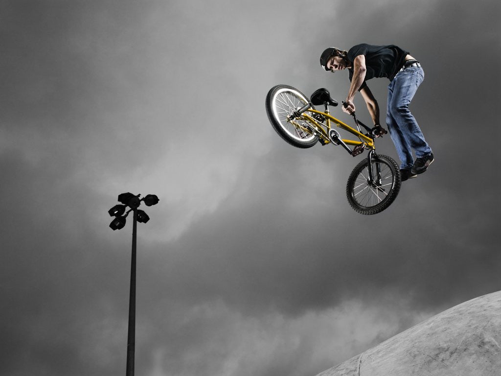 Detail of BMX Biker Performing Tricks by Anonymous