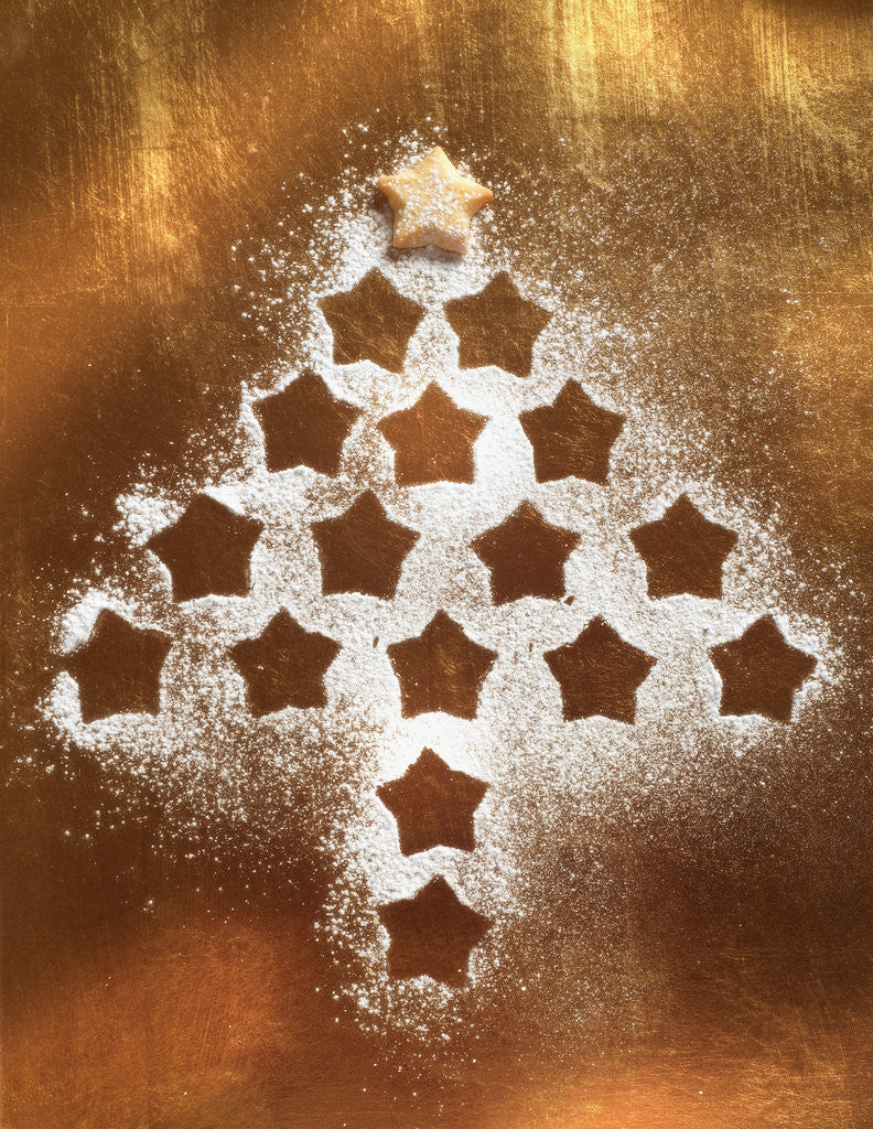 Detail of Outline of Christmas Cookies Arranged into Tree Shape by Anonymous