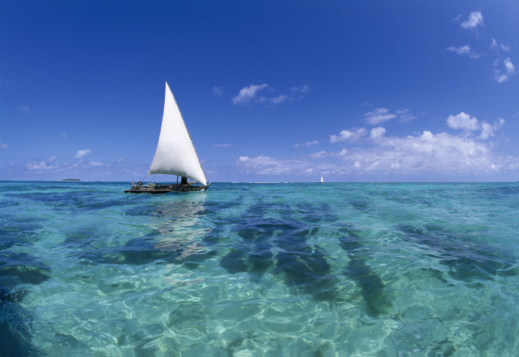 Detail of Dhow on Clear Seas by Corbis