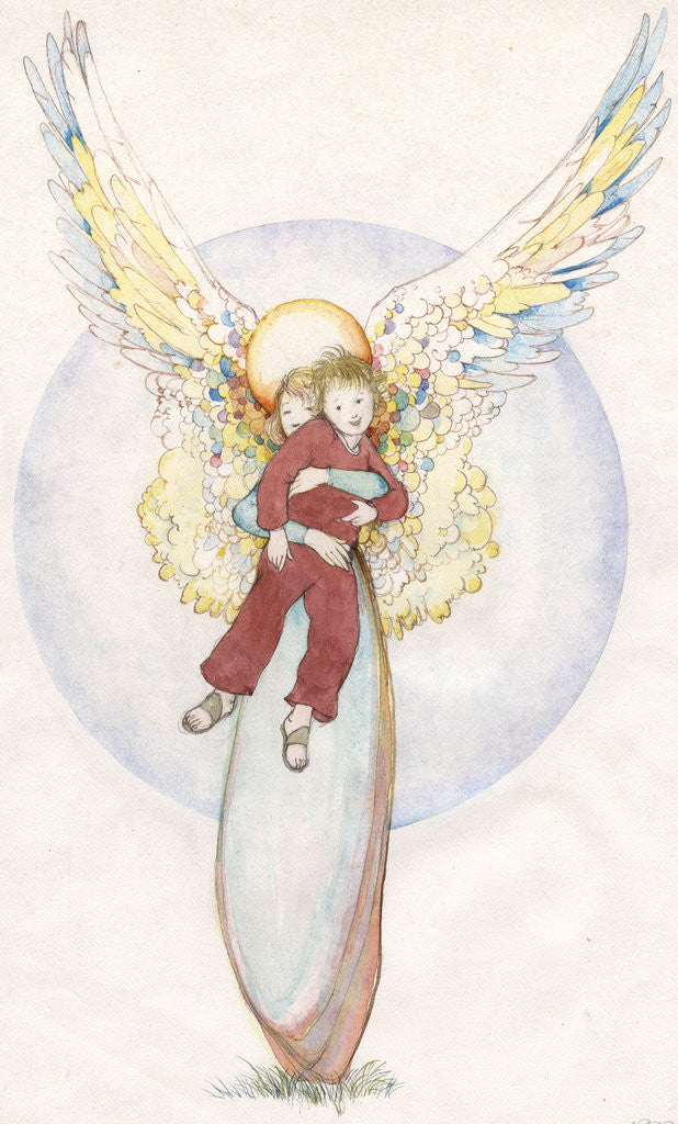 Detail of Illustration of an Angel Holding a Boy by Paul Cline