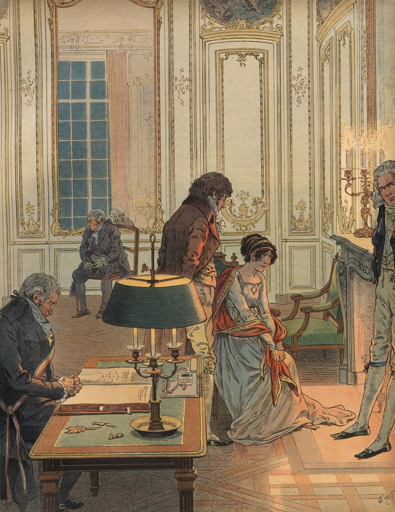 Detail of Illustration of Napoleon Bidding Josephine Farewell by Jacques Onfroy de Breville