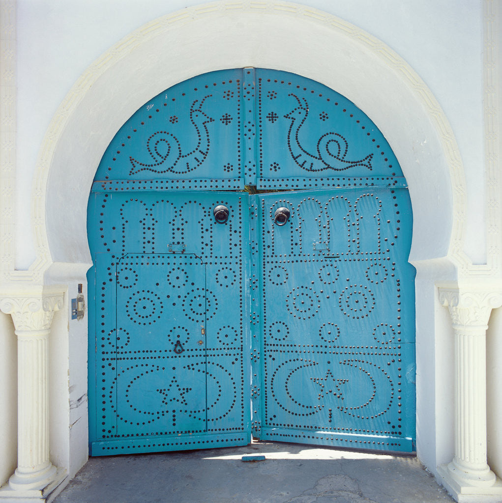 Detail of Ornate Blue Doors by Anonymous