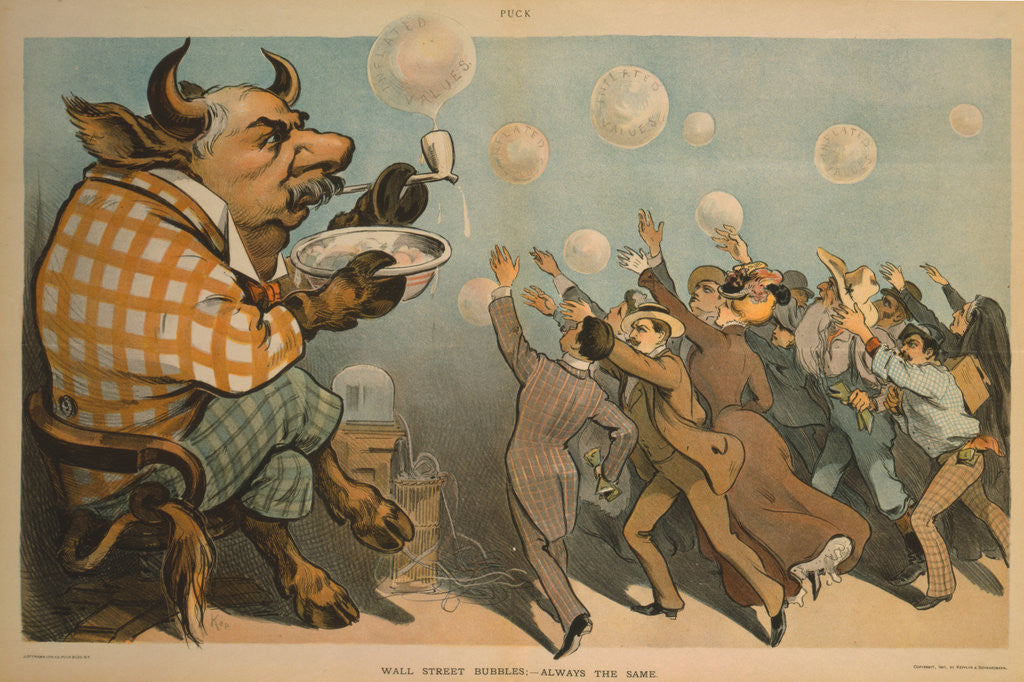 Detail of Wall Street Bubbles - Always the Same Cartoon by Anonymous