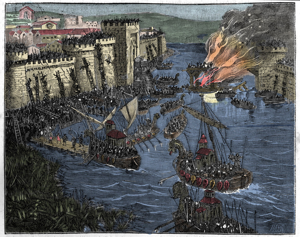 Detail of Illustration of Normans Laying Siege to Paris by Corbis