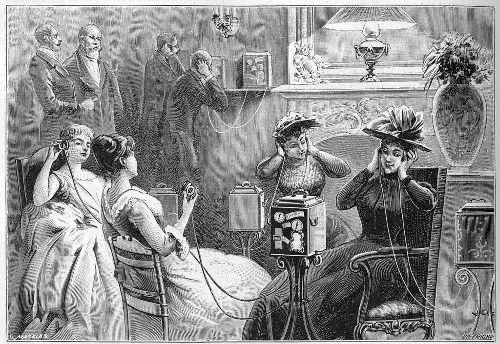 Detail of Illustration of Parisians Testing the Theatrophone by Anonymous