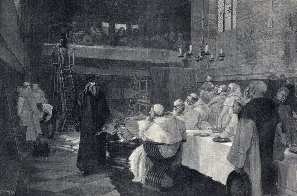 Detail of Illustration of Leonardo da Vinci During the Painting of The Last Supper by Anonymous