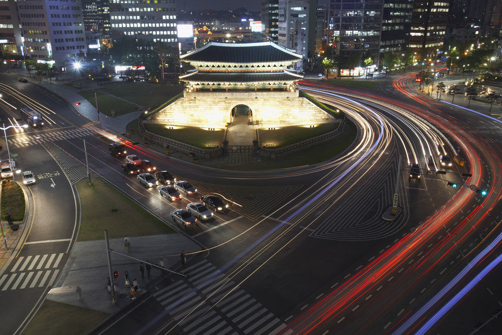 Detail of Namdaemun Gate at Night by Anonymous