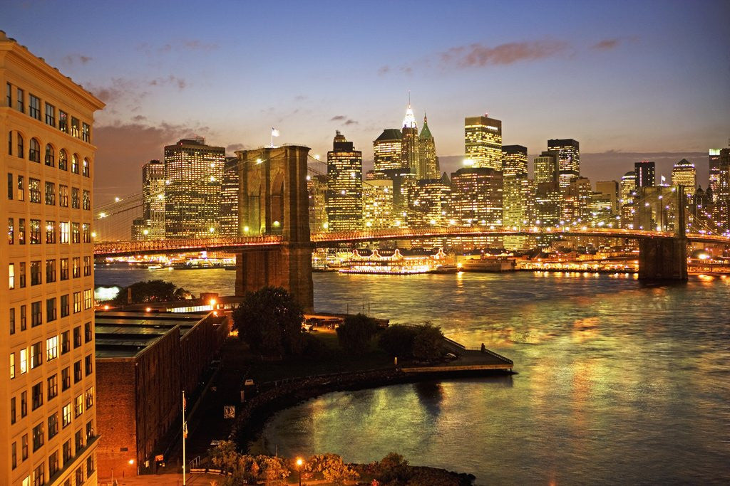 Detail of Brooklyn Bridge and Lower Manhattan From Brooklyn by Anonymous