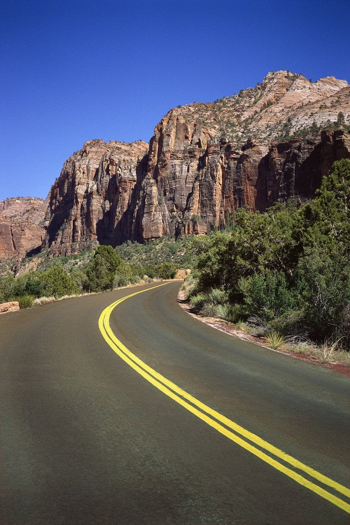 Detail of Two-lane road through Zion National Park in Utah by Anonymous