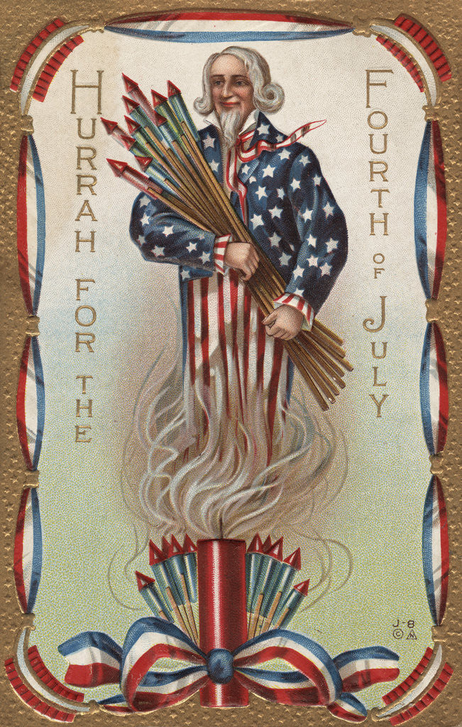 Detail of Hurrah for the Fourth of July Postcard by Anonymous