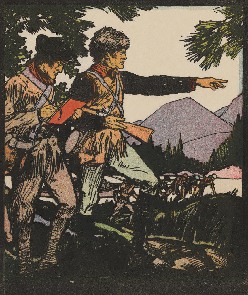 Detail of Illustration of Lewis and Clark in Louisiana Territory by J.L. Kraemer