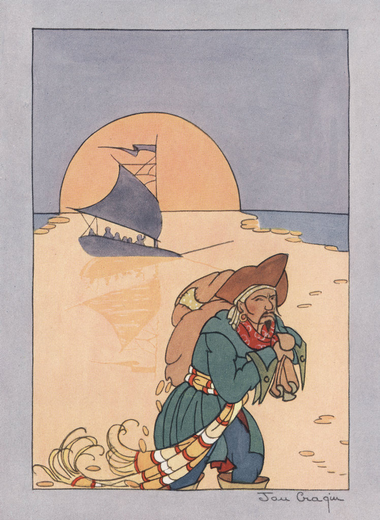 Detail of Illustration of a Pirate Carrying Treasure by Jan Cragin