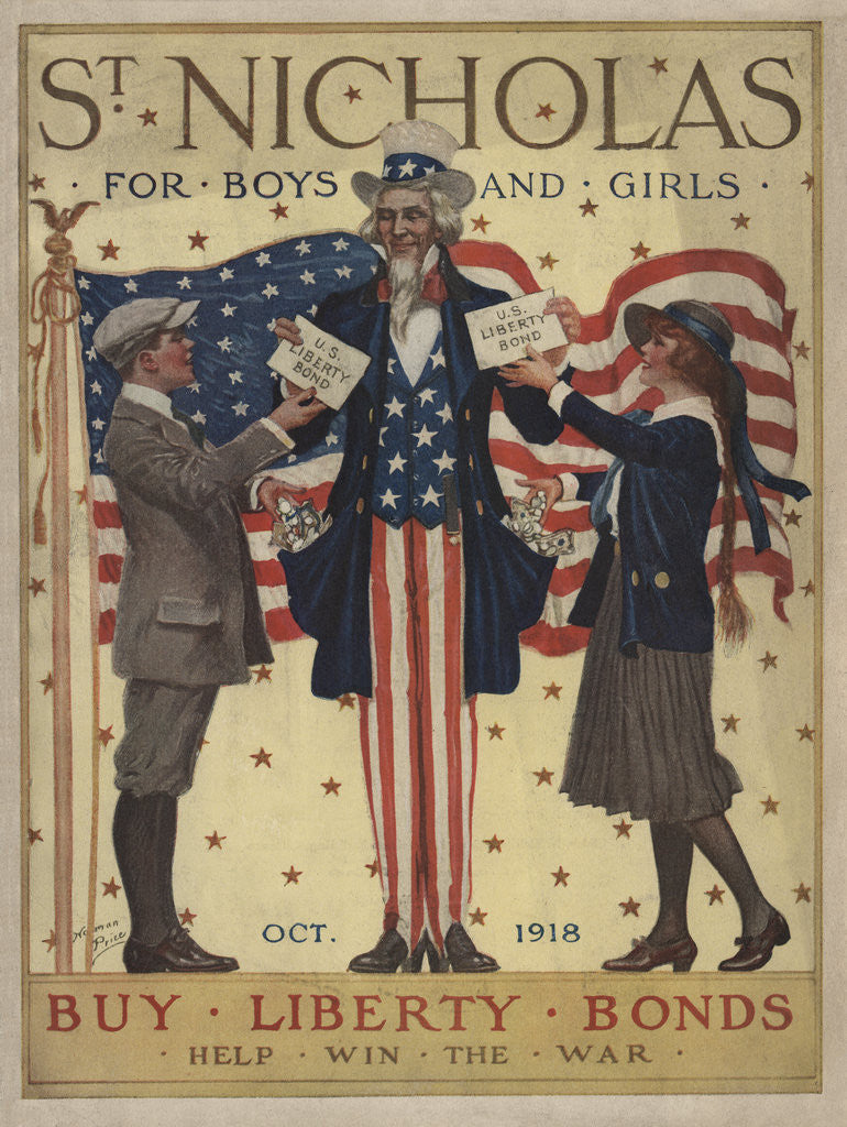Detail of Illustration of Uncle Sam Handing Out Liberty Bonds by Norman Price