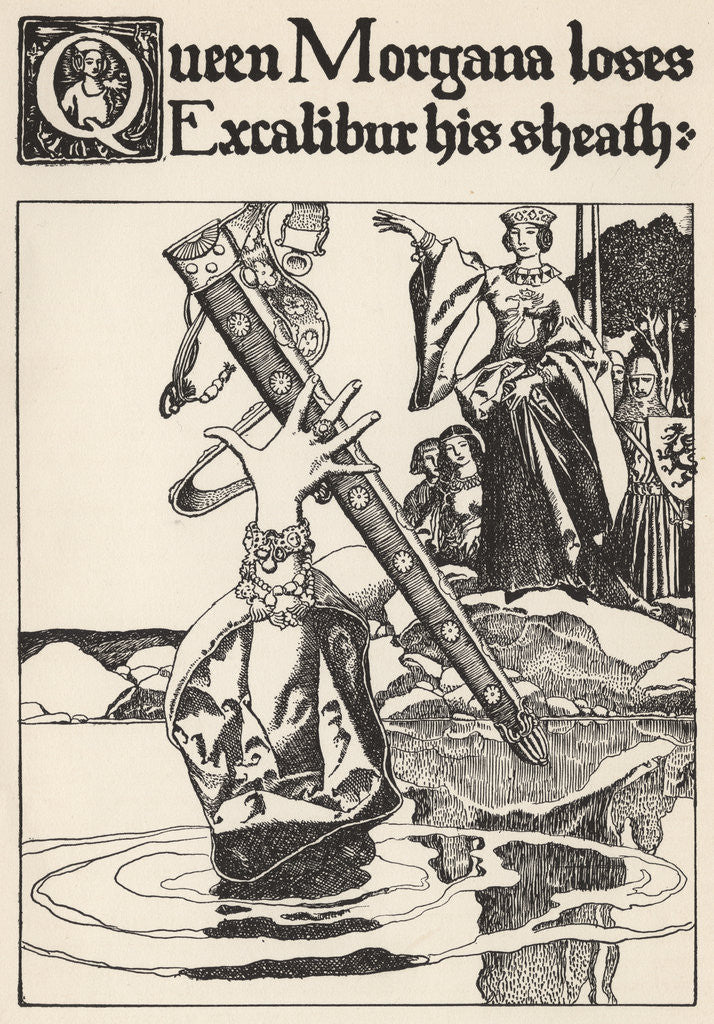 Detail of Queen Morgana Loses Excalibur His Sheath by Howard Pyle